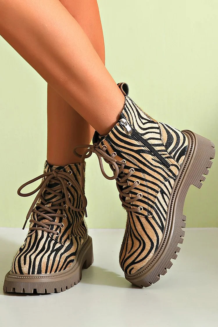 ZEBRA PRINT LACE-UP Kängor