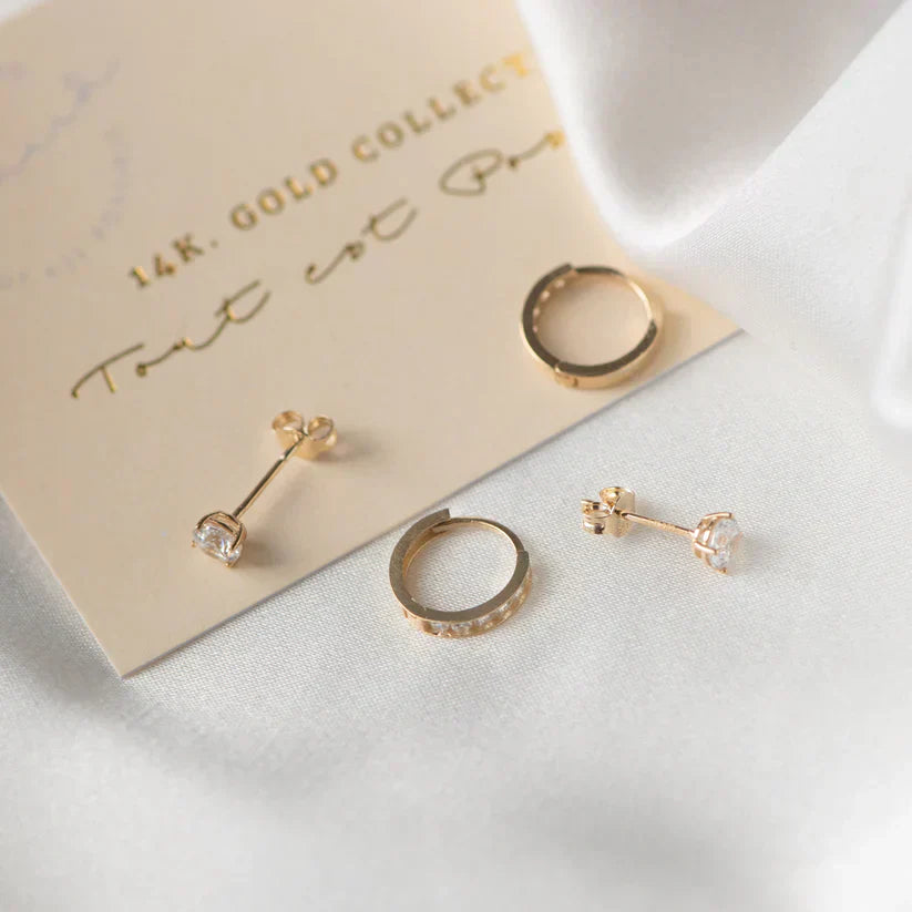 Elegant Dara Brillane Guldsten Örhängen Set