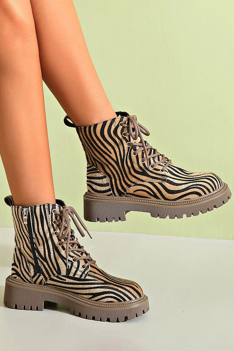 ZEBRA PRINT LACE-UP Kängor