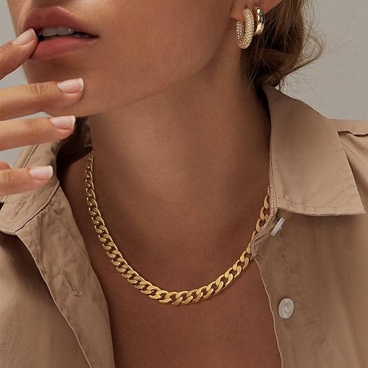 Sofistikerad Chunky Guld Cuban Länk Halsband